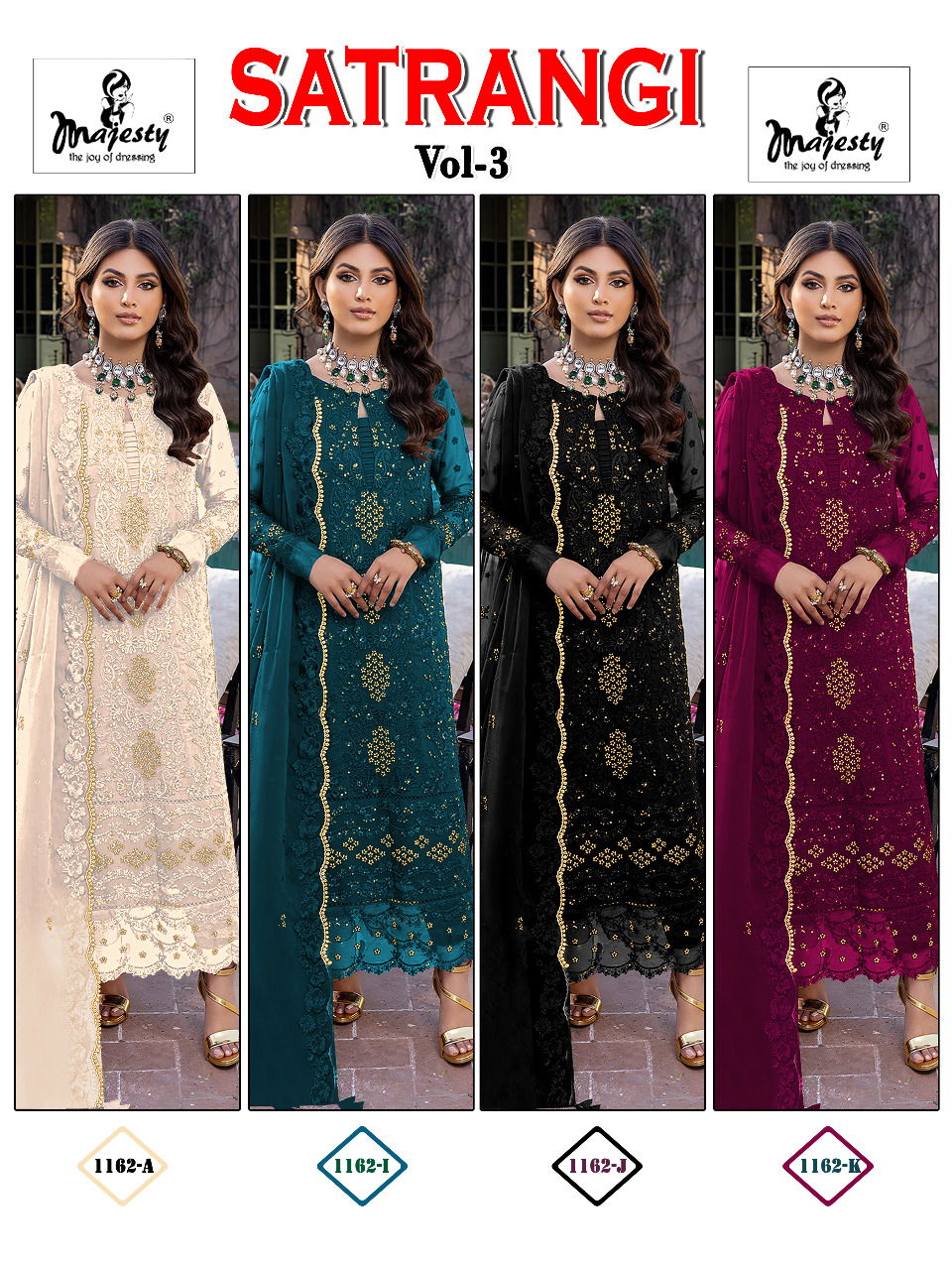 Majesty Satrangi 3 Fancy Festive Wear  Georgette Pakistani Salwar Kameez Collection